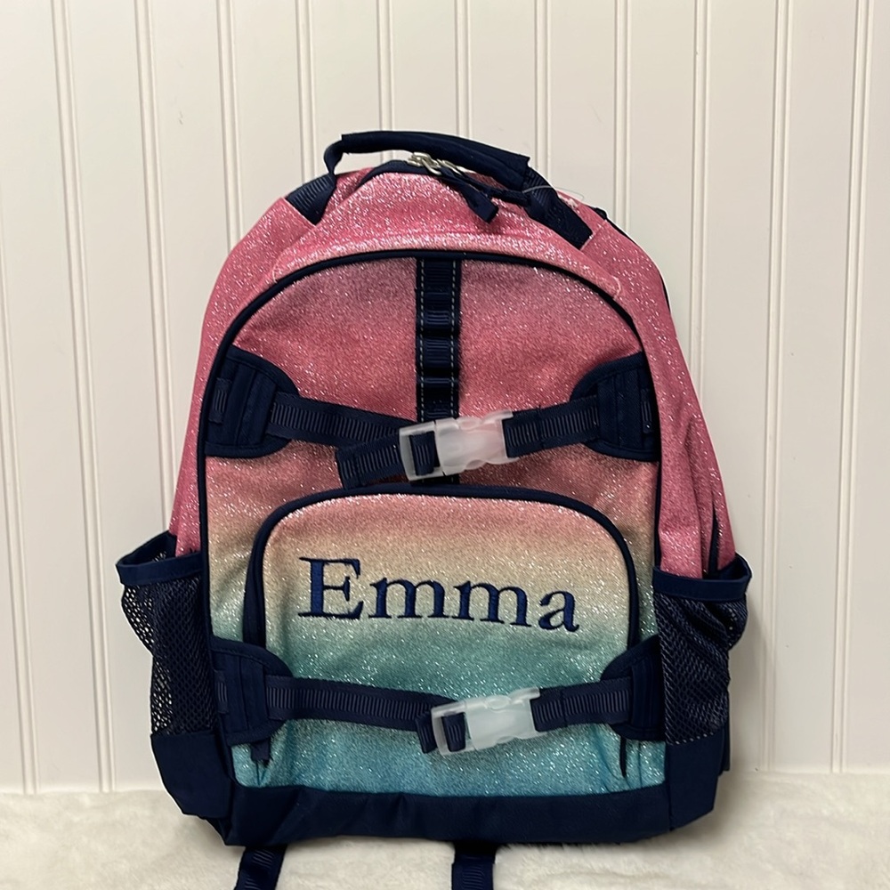 Pottery Barn Kids large Mackenzie glitter backpack